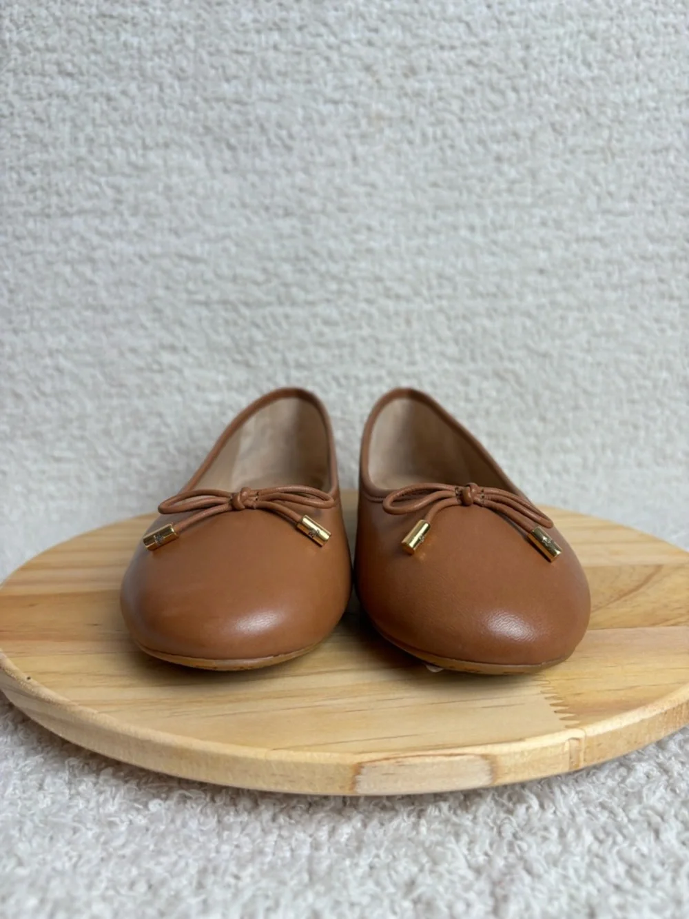 Lauren Ralph Lauren Jayna Nappa Leather Ballet Flats Coquette Size 7 in Brown